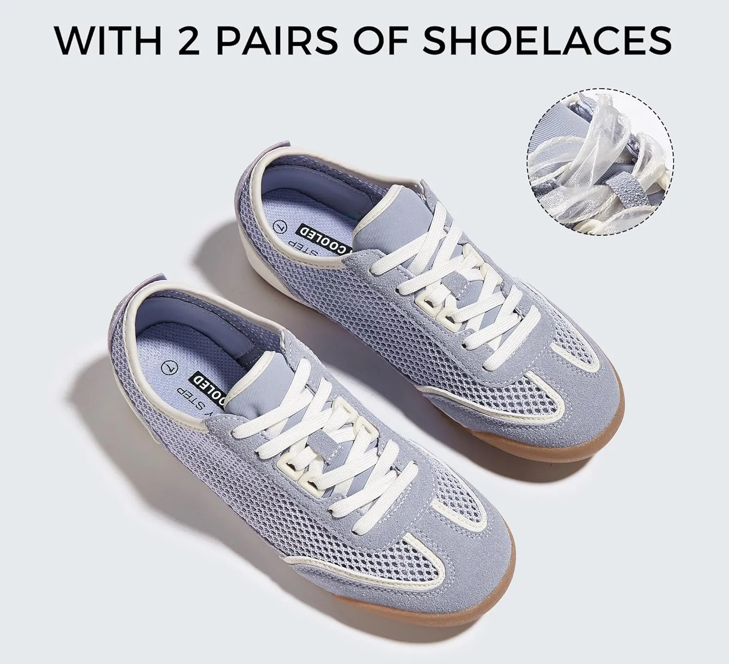 LUCKY STEP Women's Mesh Casual Fashion Sneakers Retro Breathable Walking Shoes Lightweight Classic Tennis Trainers