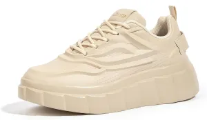 LUCKY STEP Women's Platform Fashion Sneakers Classic Tennis Faux Leather Low Top Casual Walking Shoes