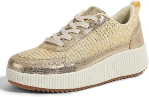 LUCKY STEP Women's Platform Sneakers Rhinestone Fashion Chunky Casual Sparkly Retro Braided Walking Shoes