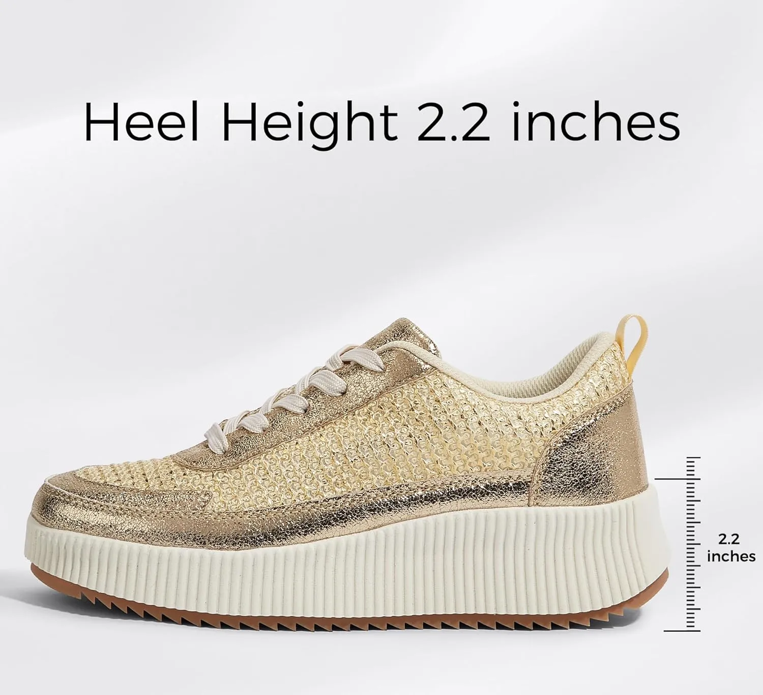 LUCKY STEP Women's Platform Sneakers Rhinestone Fashion Chunky Casual Sparkly Retro Braided Walking Shoes