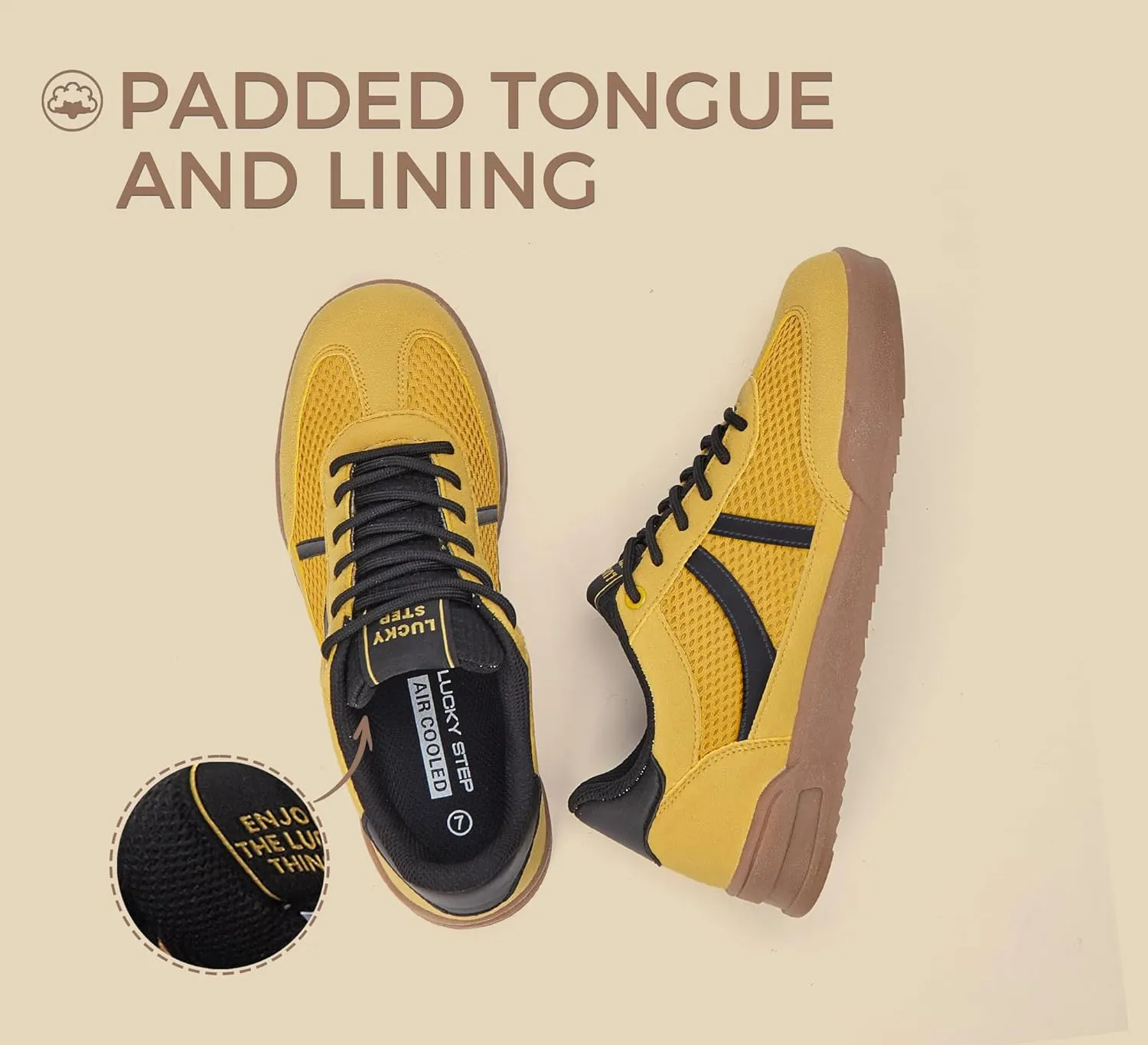 LUCKY STEP Women's Retro Fashion Sneakers Classic Mesh Gum Sole Tennis Footwear Casual Running Trainer Skate Walking Shoes