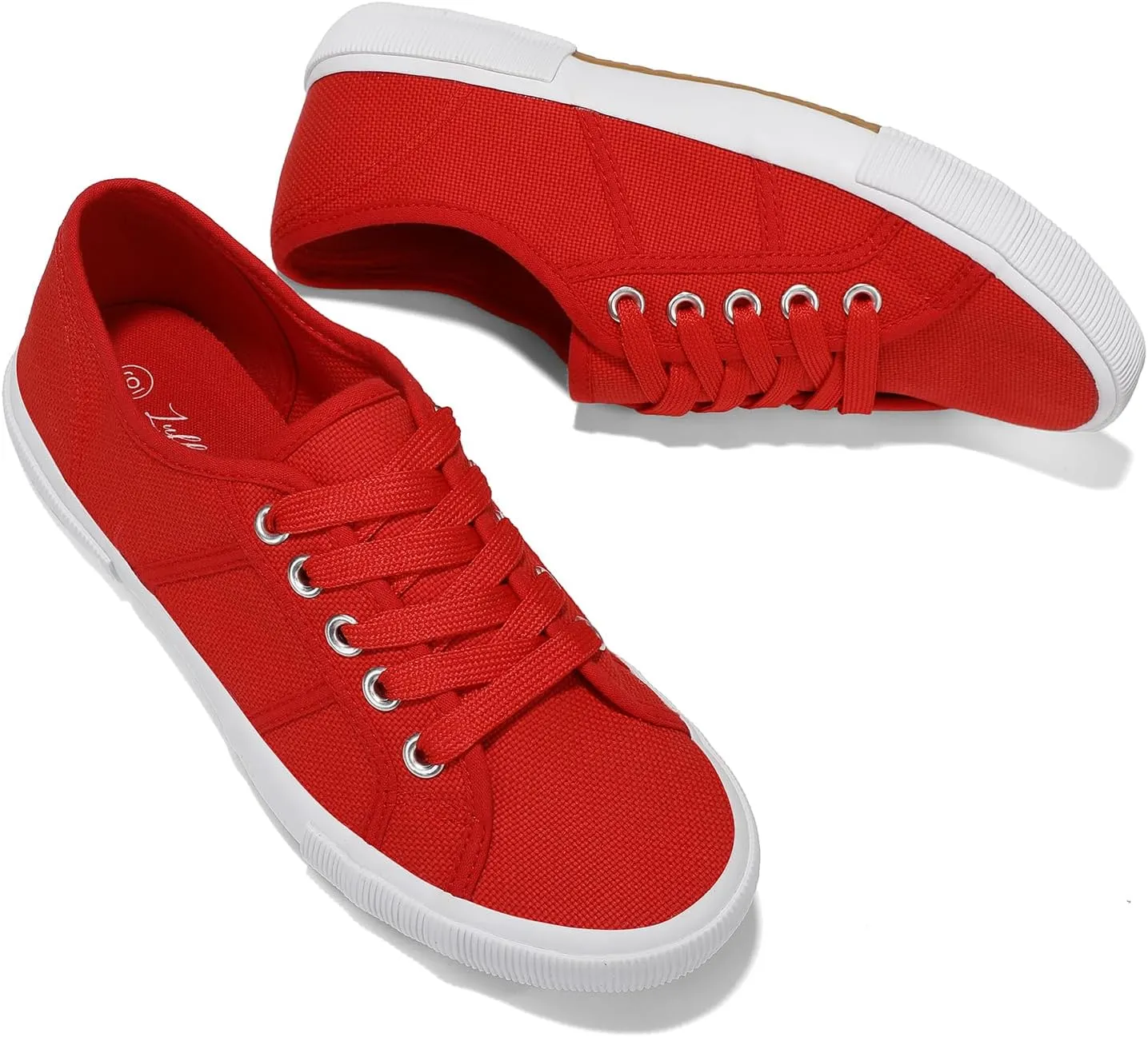 Luffymomo Women's Casual Canvas Shoes Comfortable Low Top Walking Shoes Classic Lightweight Lace-Up Fashion Sneakers