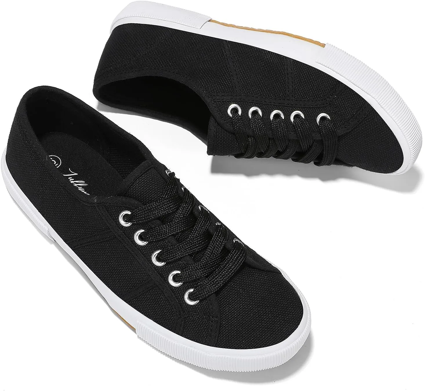 Luffymomo Women's Casual Canvas Shoes Comfortable Low Top Walking Shoes Classic Lightweight Lace-Up Fashion Sneakers