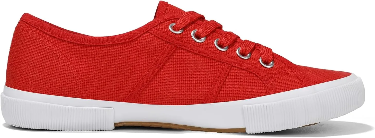Luffymomo Women's Casual Canvas Shoes Comfortable Low Top Walking Shoes Classic Lightweight Lace-Up Fashion Sneakers