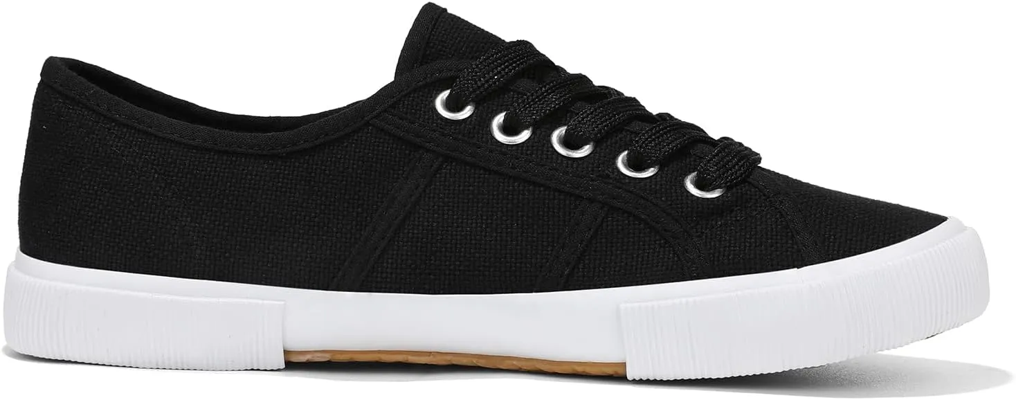 Luffymomo Women's Casual Canvas Shoes Comfortable Low Top Walking Shoes Classic Lightweight Lace-Up Fashion Sneakers