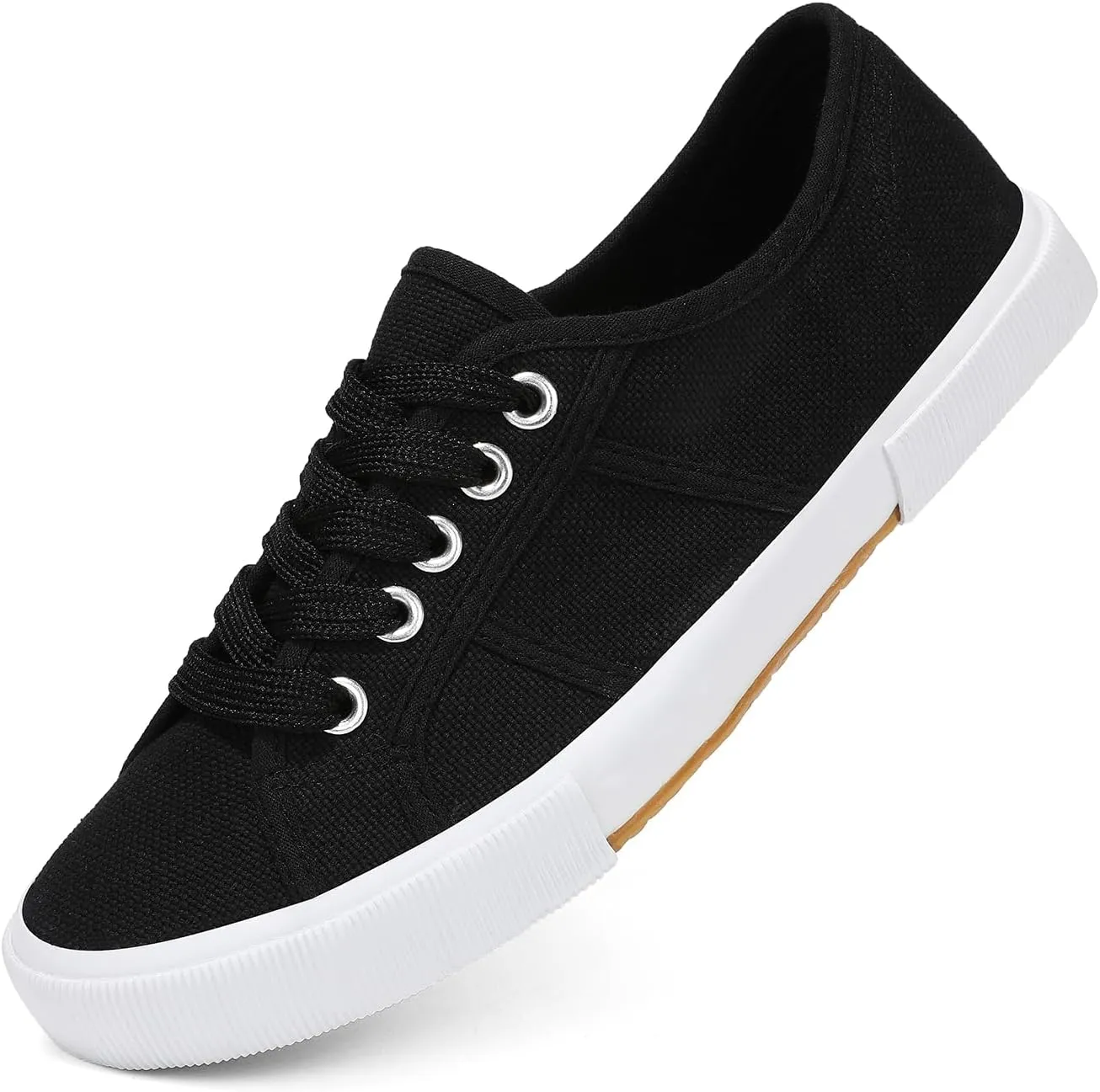 Luffymomo Women's Casual Canvas Shoes Comfortable Low Top Walking Shoes Classic Lightweight Lace-Up Fashion Sneakers