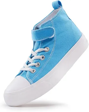LUMUBBY Kid Shoes for Boys Girls Toddler Little Kid Canvas Mid Top Sneakers Classic Adjustable Strap Lace up Shoes for Kids Breathable Lightweight