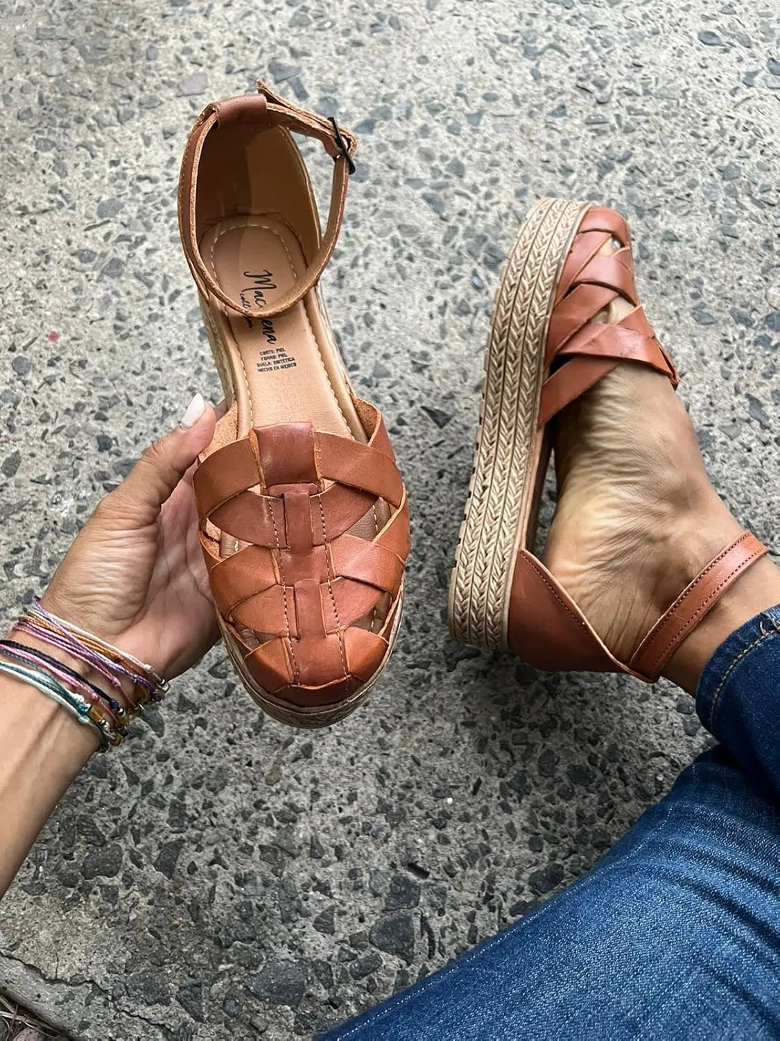 Macarena Collection Sandals women Huarache Sandal Colorful Leather Mexican Style 07