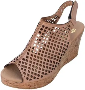 Macarena Collection Women's Flatform Wedge Casual Sandal Handmade Women's Woven Leather Wedge Sandals with Cork Heel - Mexican Artisan Crafted Style 4170