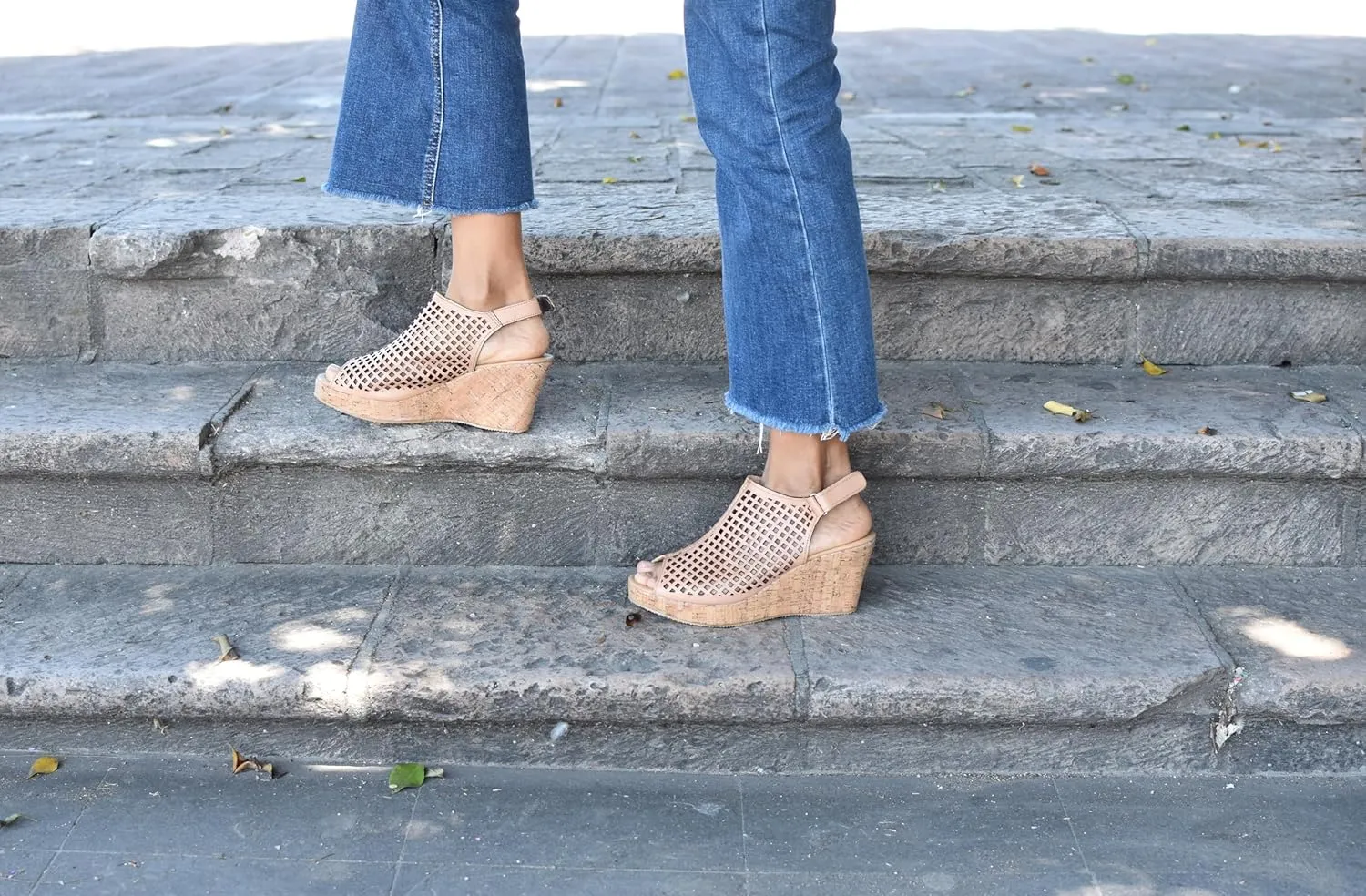 Macarena Collection Women's Flatform Wedge Casual Sandal Handmade Women's Woven Leather Wedge Sandals with Cork Heel - Mexican Artisan Crafted Style 4170