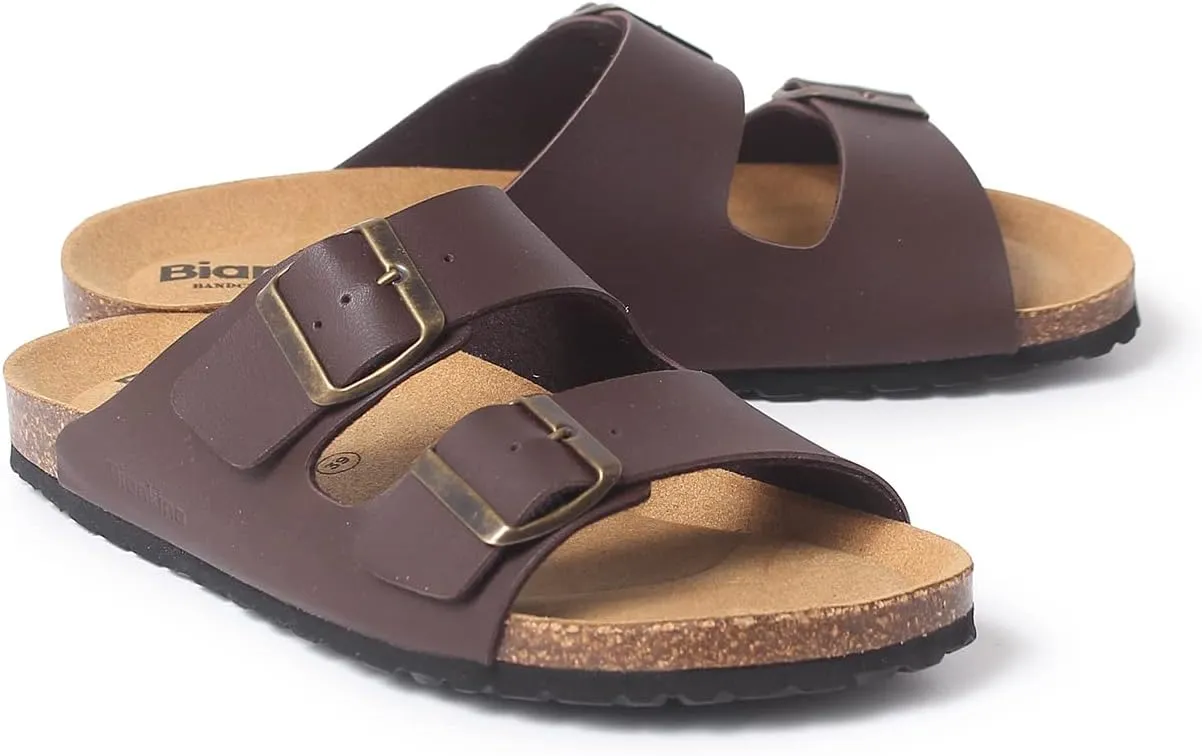 Marbella Two Strap Bio Sandals for Women - Sustainable, Eco Friendly, Vegan Leather Sandals. Recycled Upper, Comfy Insole, Cork Midsole, EVA Sole. Made in Spain