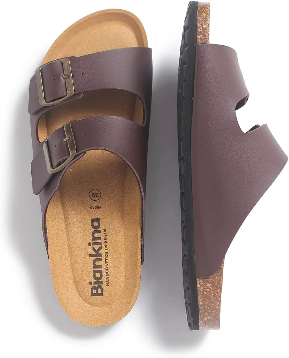 Marbella Two Strap Bio Sandals for Women - Sustainable, Eco Friendly, Vegan Leather Sandals. Recycled Upper, Comfy Insole, Cork Midsole, EVA Sole. Made in Spain