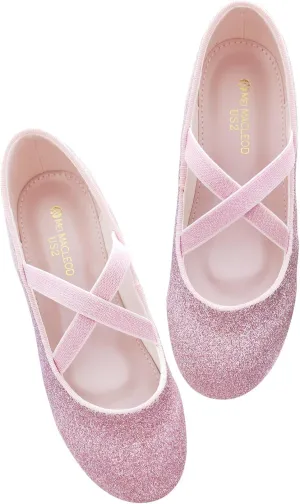 Mei MACLEOD Girls Ballet Flats Glitter Mary Jane Dress Shoes Ballerina