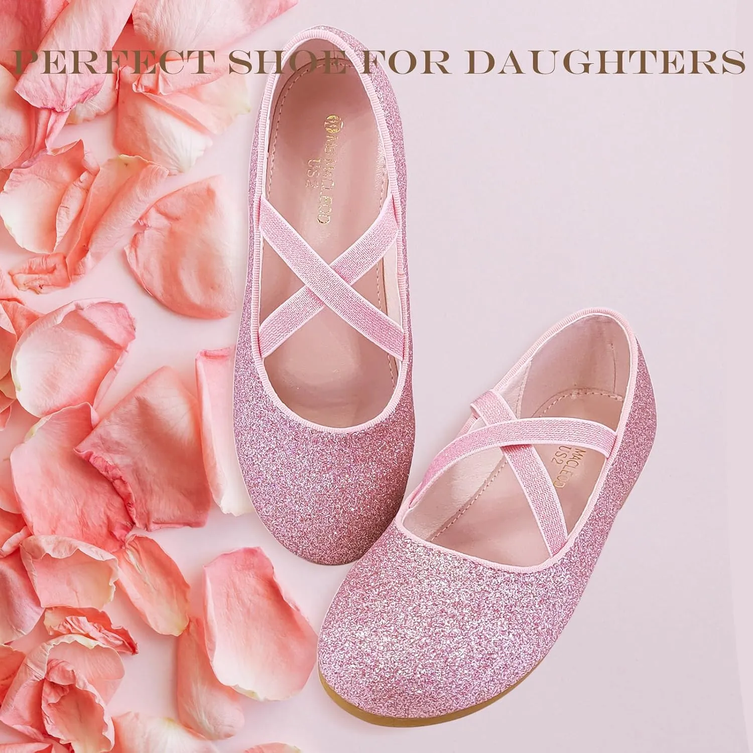 Mei MACLEOD Girls Ballet Flats Glitter Mary Jane Dress Shoes Ballerina