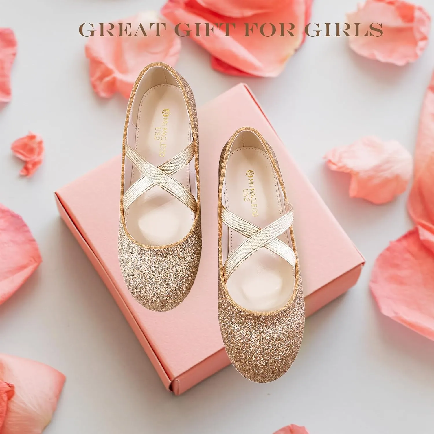 Mei MACLEOD Girl's Mary Jane Shoes Ballerina Shoes, Princess Dress Shoes for Party Wedding