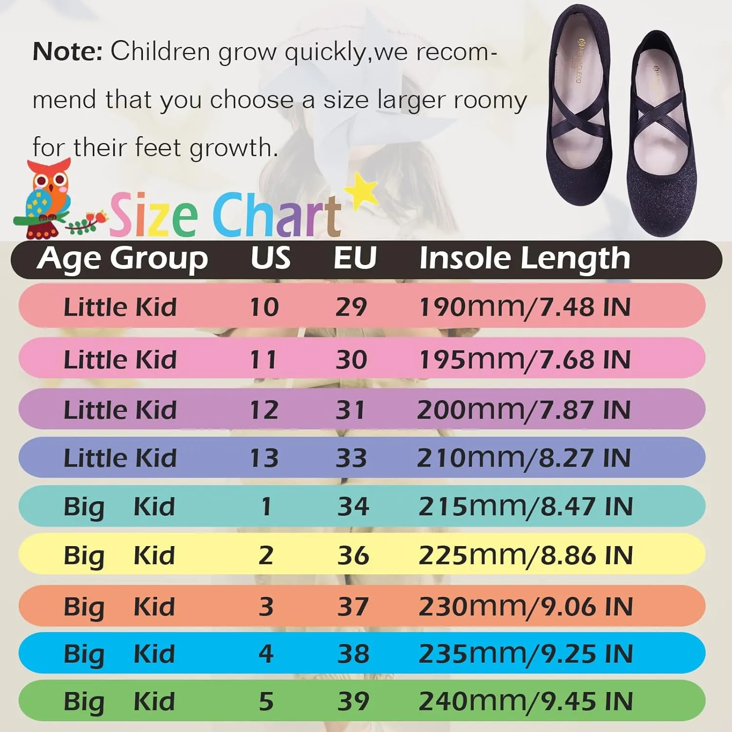 Mei MACLEOD Girl's Mary Jane Shoes Ballerina Shoes, Princess Dress Shoes for Party Wedding