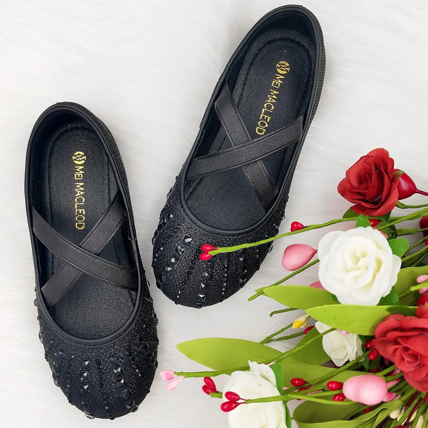 Mei MACLEOD Girl's Mary Jane Shoes Ballerina Shoes, Princess Dress Shoes for Party Wedding
