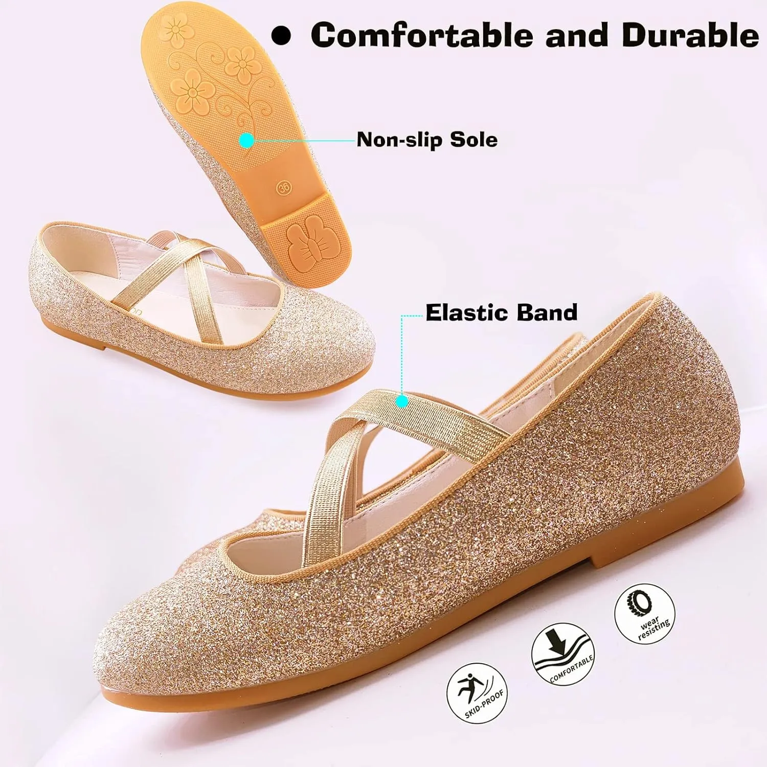 Mei MACLEOD Girl's Mary Jane Shoes Ballerina Shoes, Princess Dress Shoes for Party Wedding