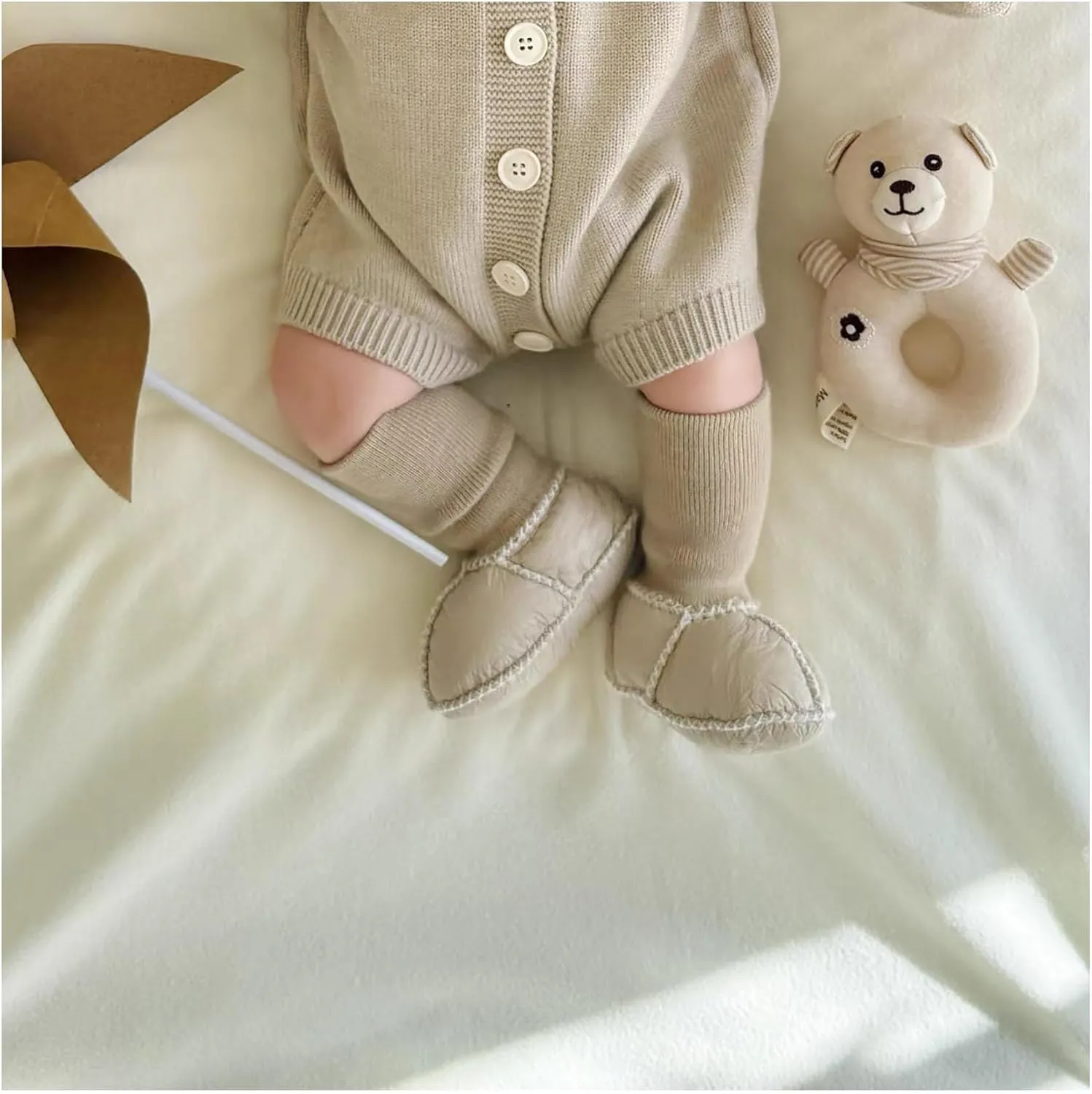 Mel&Syd Fleece Baby Booties, Unisex Geninue Australian Sheepskin Baby Booties, Infant Booties 0-12 Months
