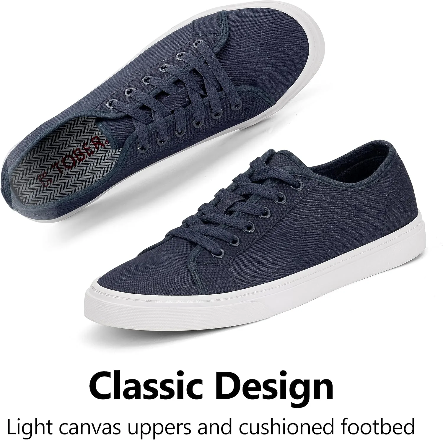 Men's Black Classic Low Top Shoes Canvas Fashion Sneaker with Soft Insole Causal Dress Shoes for Men Comfortable Walking Shoes