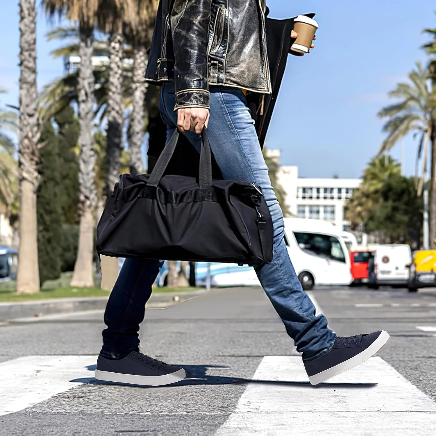 Men's Black Classic Low Top Shoes Canvas Fashion Sneaker with Soft Insole Causal Dress Shoes for Men Comfortable Walking Shoes
