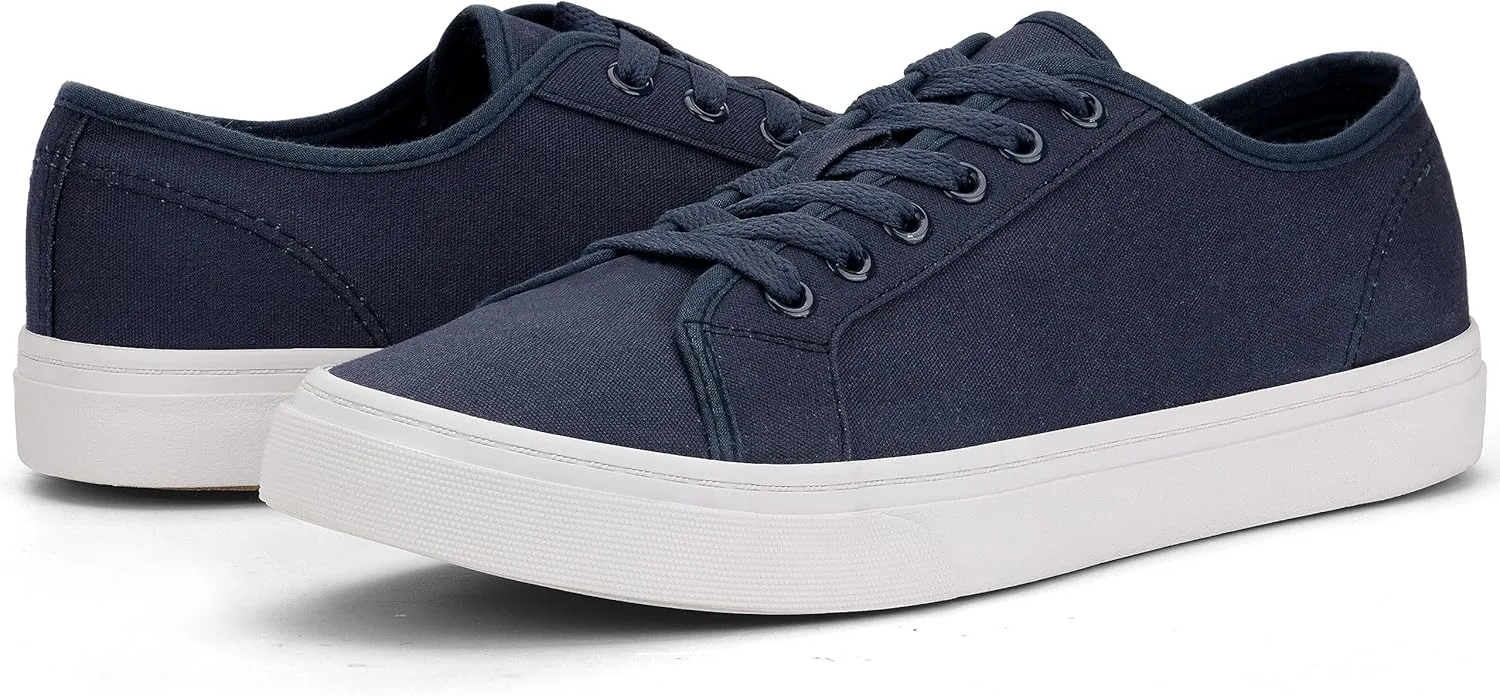 Men's Black Classic Low Top Shoes Canvas Fashion Sneaker with Soft Insole Causal Dress Shoes for Men Comfortable Walking Shoes
