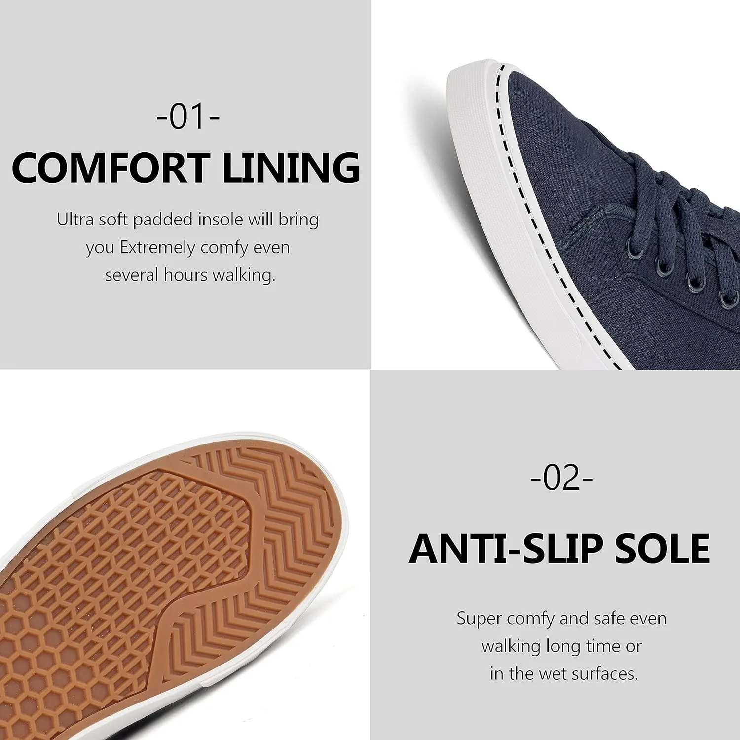 Men's Black Classic Low Top Shoes Canvas Fashion Sneaker with Soft Insole Causal Dress Shoes for Men Comfortable Walking Shoes