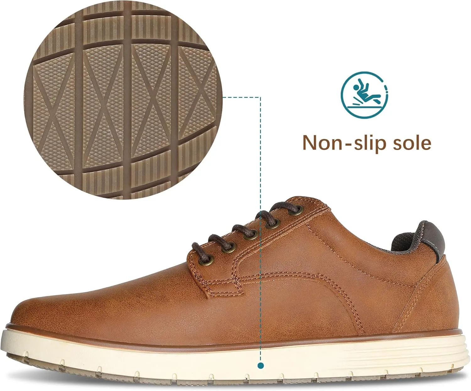 Men's Casual Dress Sneakers Lace Up Formal Oxfords Dress Shoes for Men Slip-on Comfortable Brown Shoes for Bussiness/Travel/Work