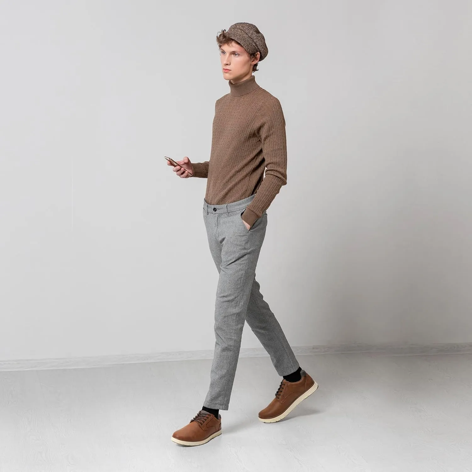 Men's Casual Dress Sneakers Lace Up Formal Oxfords Dress Shoes for Men Slip-on Comfortable Brown Shoes for Bussiness/Travel/Work