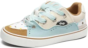 Men's Casual Low Top Sneakers Women Lace-Up Walking Flats Fashion Colorblock Skateboard Shoes