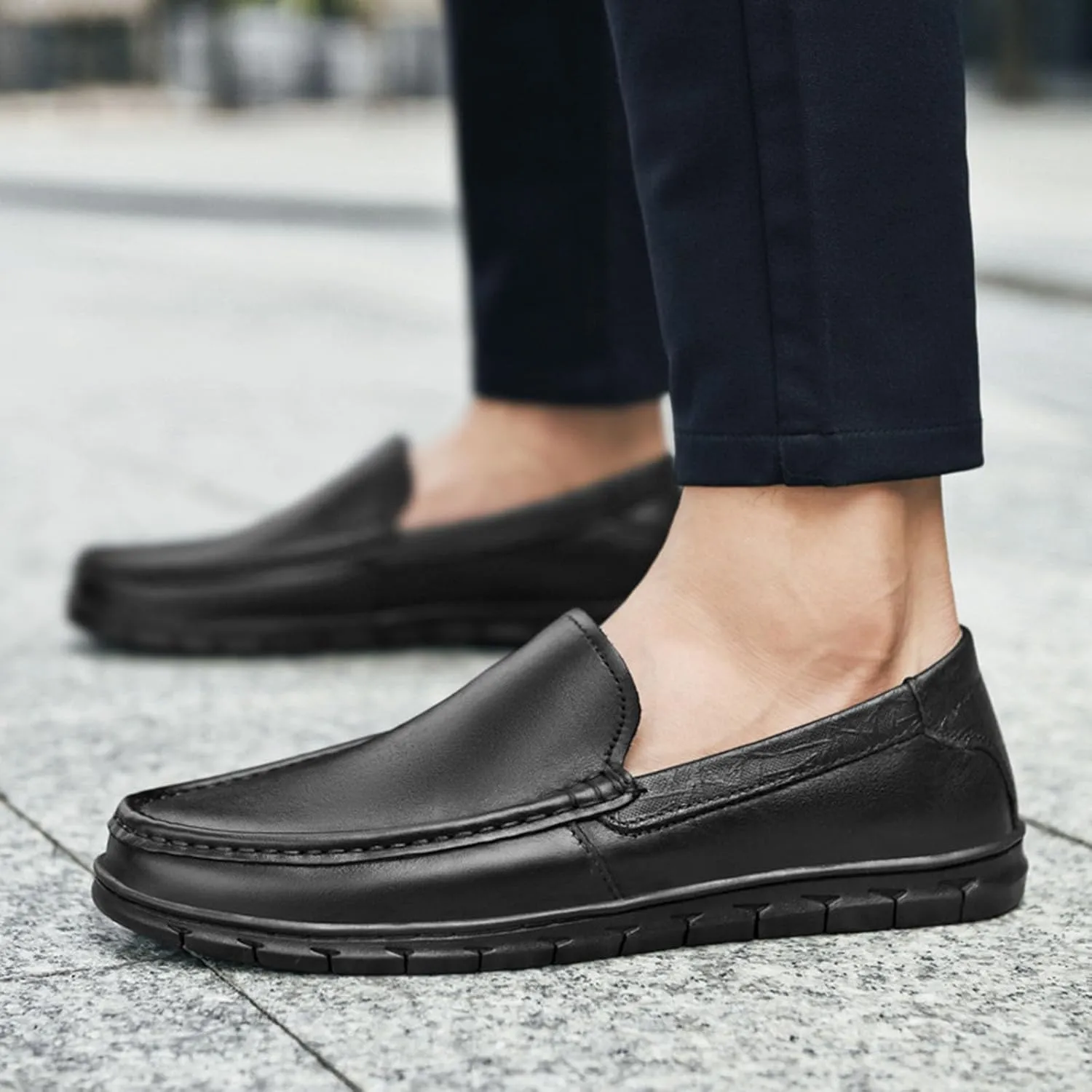 Men's Classic Business Leather Driving Loafers Fashion Comfortable Non-Slip Soft Casual Boat Shoes Formal Dress Shoes
