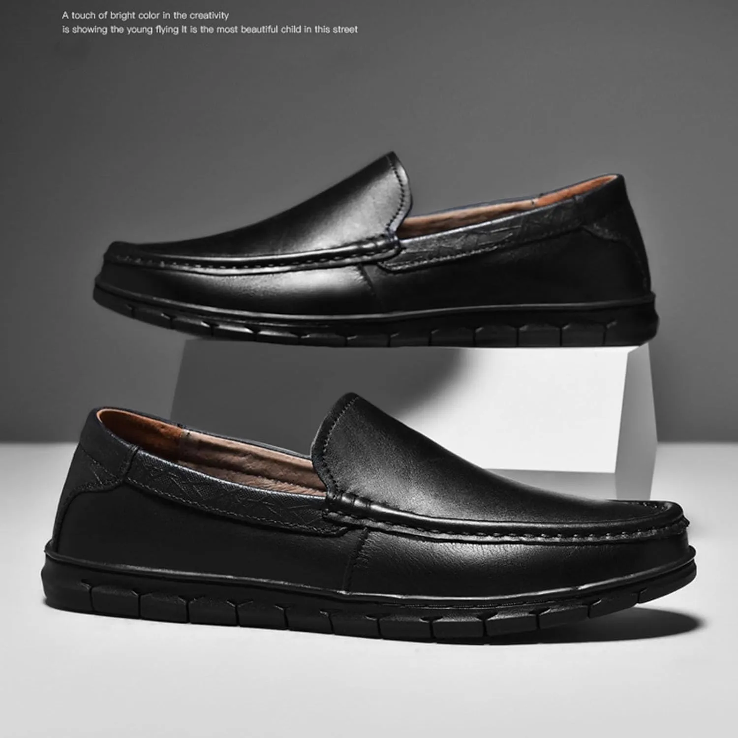 Men's Classic Business Leather Driving Loafers Fashion Comfortable Non-Slip Soft Casual Boat Shoes Formal Dress Shoes