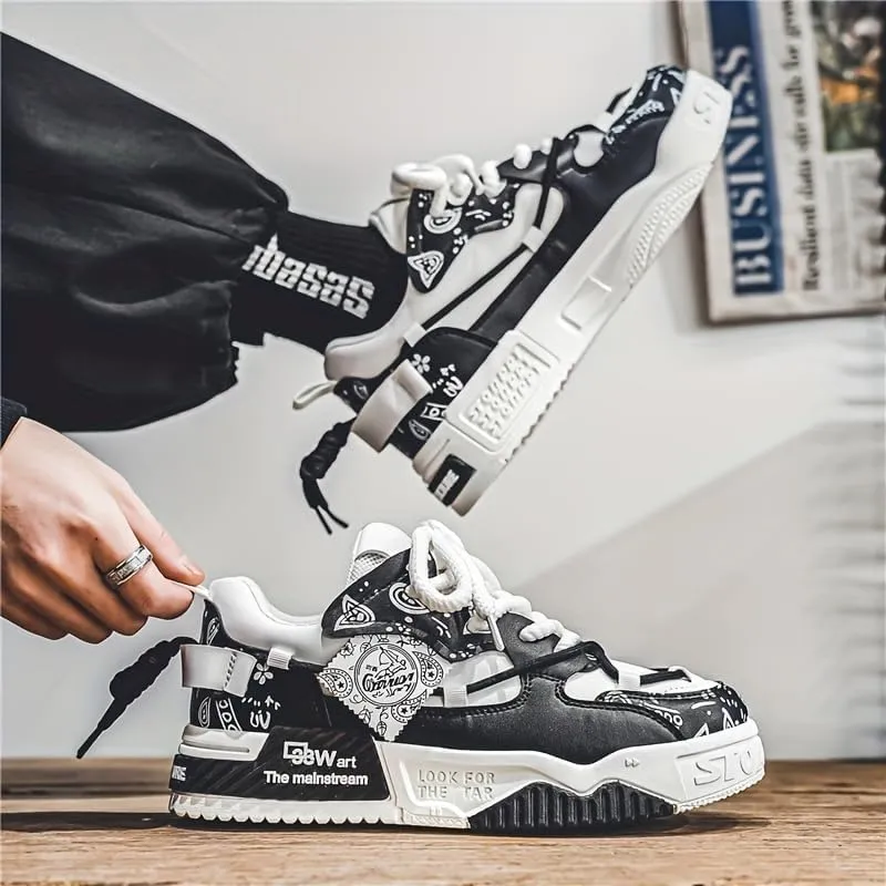 Men's mid-Help Casual PU Sneakers Street Retro Style Outdoor Activities