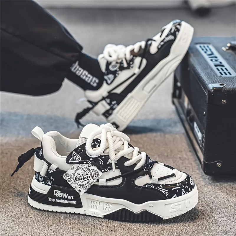 Men's mid-Help Casual PU Sneakers Street Retro Style Outdoor Activities