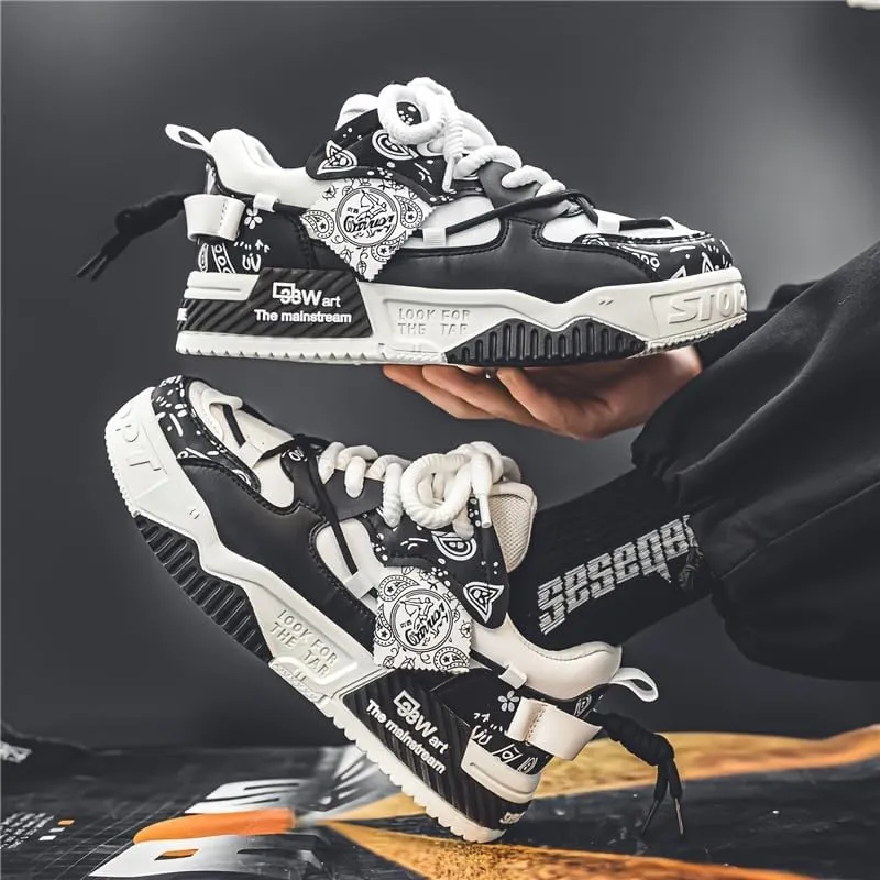 Men's mid-Help Casual PU Sneakers Street Retro Style Outdoor Activities