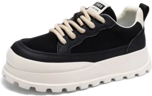 Men's Platform Retro Sneakers Classic Trainers Casual Footwear Tennis Running Chunky Lace - up Stylish Walking Shoes