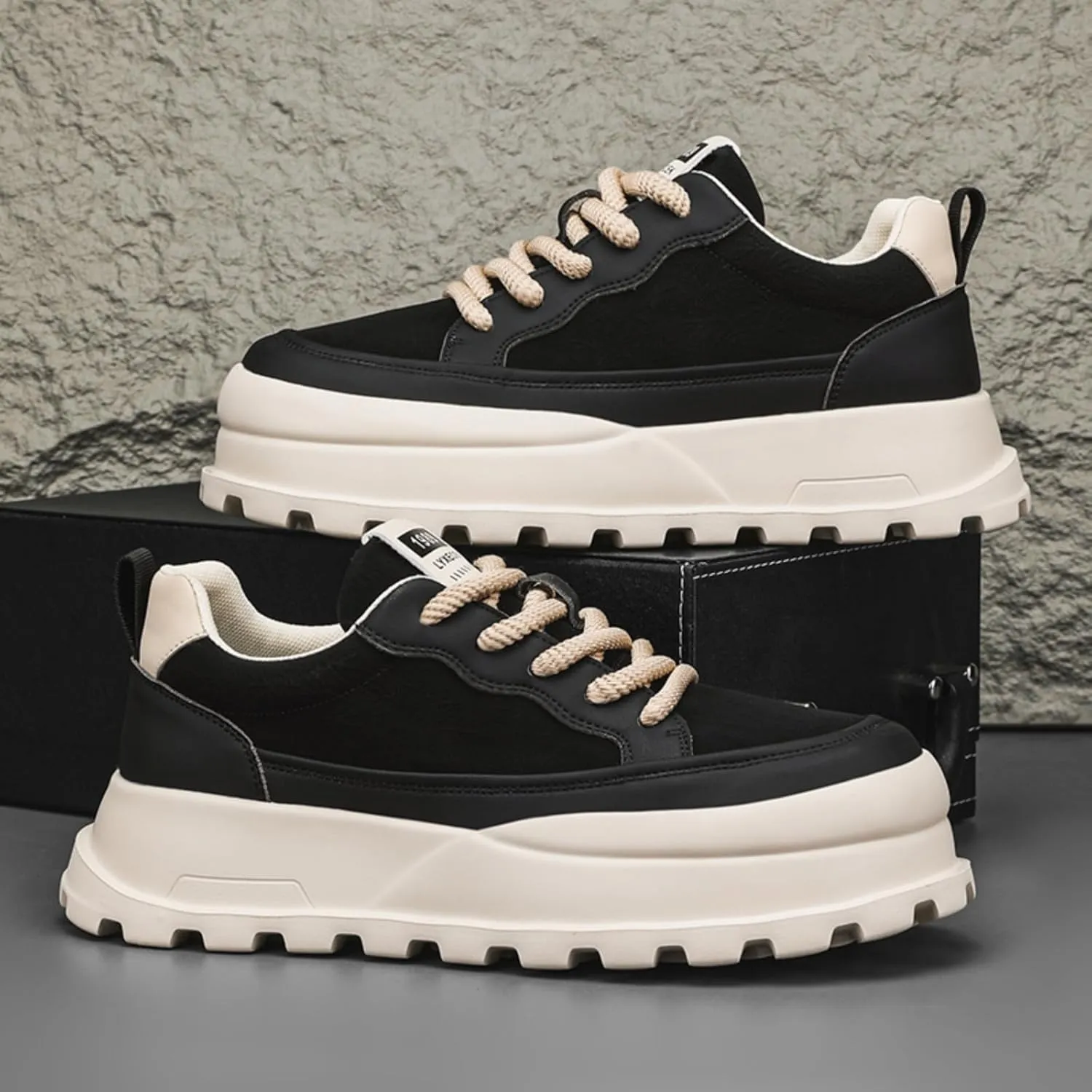Men's Platform Retro Sneakers Classic Trainers Casual Footwear Tennis Running Chunky Lace - up Stylish Walking Shoes