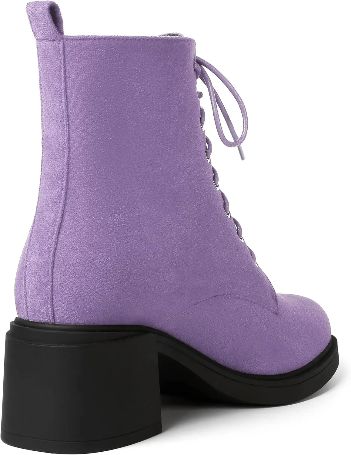 MERRORI Womens Combat Booties Casual Lace Up Solid Round Toe Suede Block Mid Heel Ankle High Boots 2.5 Inch