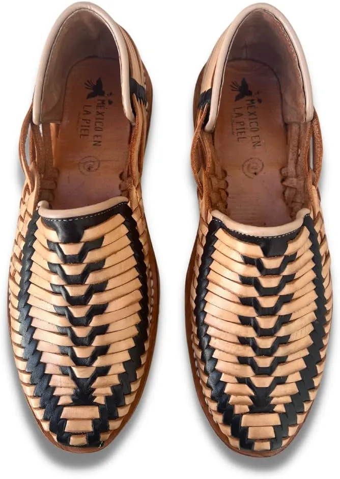 Mexico en la Piel Leather Shoes for Mens in Black and Beige Color