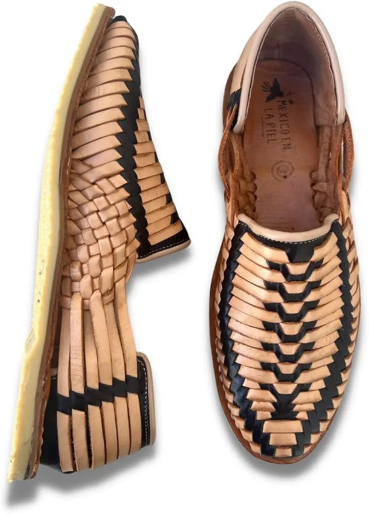 Mexico en la Piel Leather Shoes for Mens in Black and Beige Color