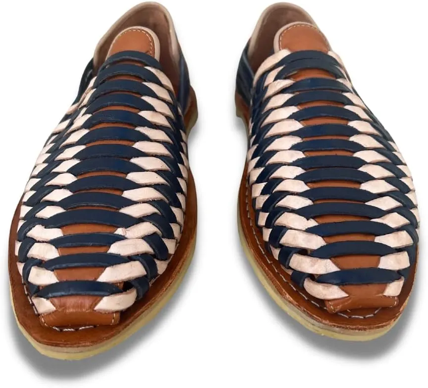 Mexico en la Piel Men's Huarache Sandals - Genuine Leather, Handmade, Slip-On, Closed-Toe, Comfortable Flats, 2 cm Rubber Sole, Casual Daily Use, Water Resistant