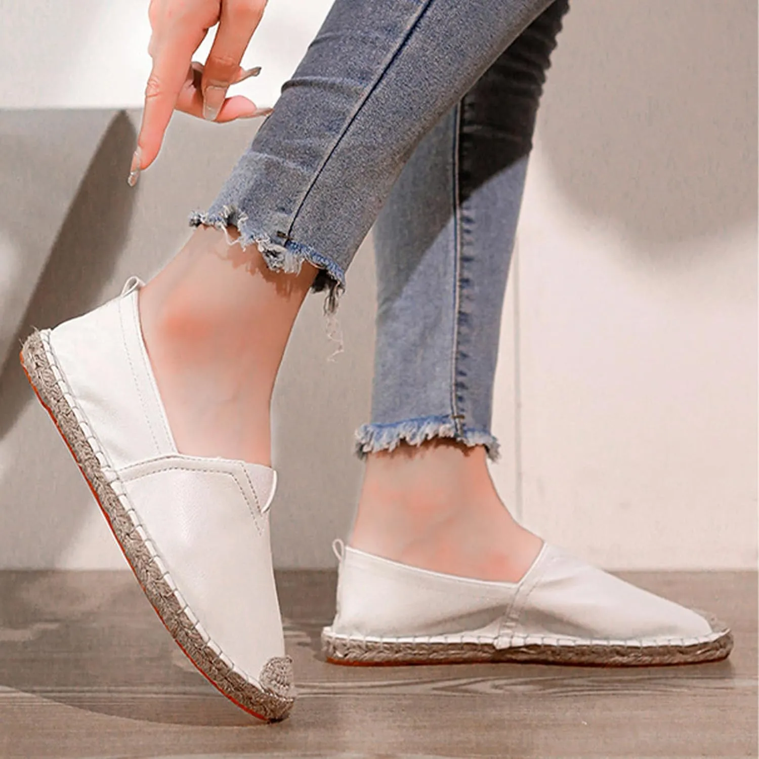 MILDSEVEN Men's Traditional Chinese Casual Canvas, Handmade Classical Soft Loafers, Breathable Pull On Casual Shoes