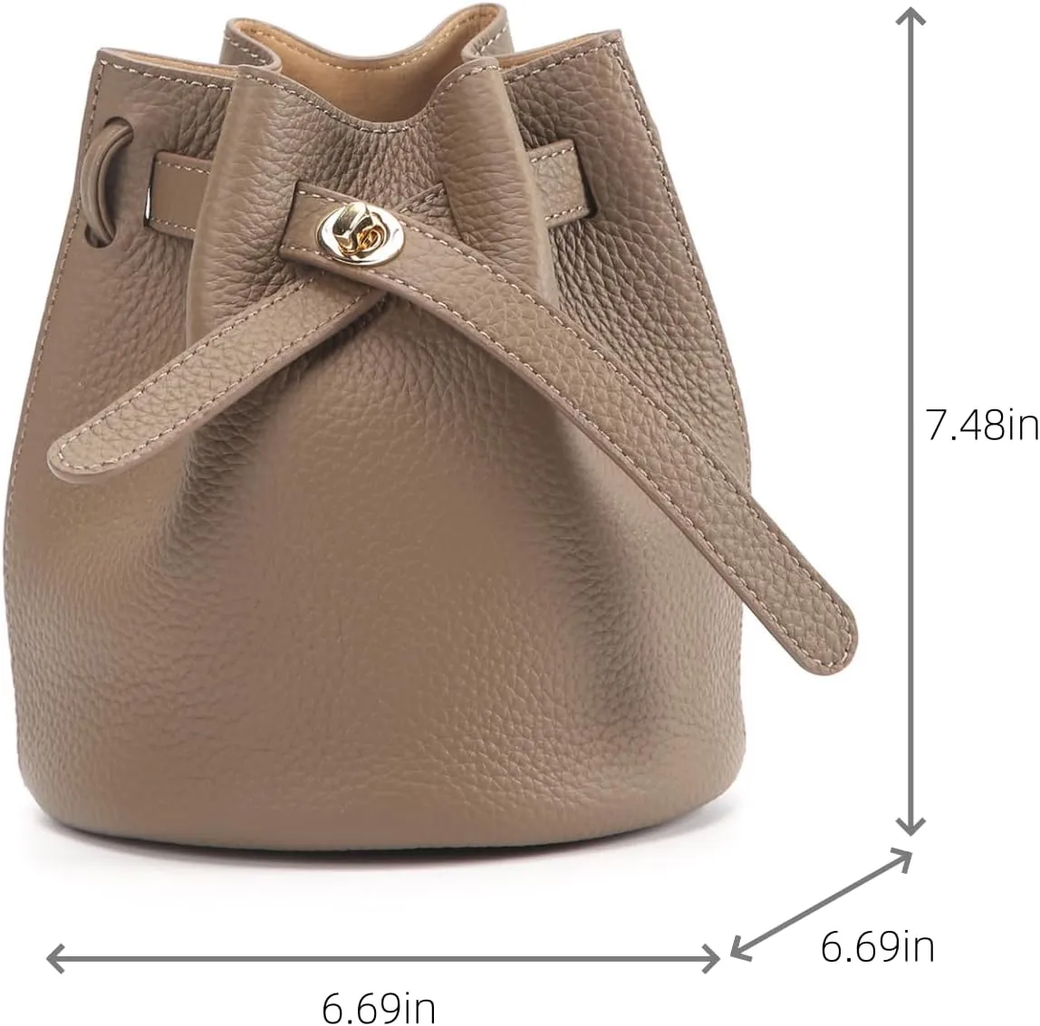 Mini Bucket Bag for Women, Full-Grain Cow Leather Crossbody Handbags Drawstring Fashion Designed Shoulder Purse