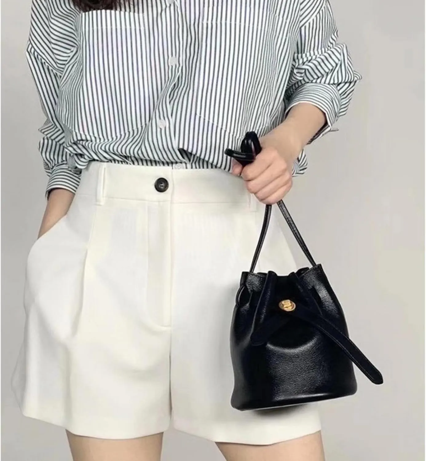 Mini Bucket Bag for Women, Full-Grain Cow Leather Crossbody Handbags Drawstring Fashion Designed Shoulder Purse