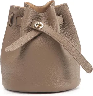Mini Bucket Bag for Women, Full-Grain Cow Leather Crossbody Handbags Drawstring Fashion Designed Shoulder Purse