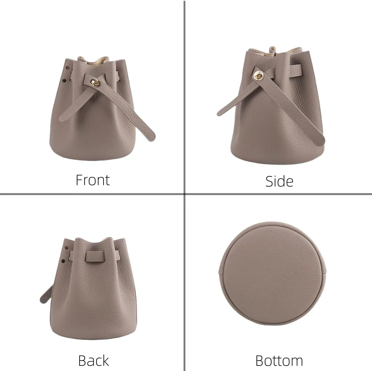 Mini Bucket Bag for Women, Full-Grain Cow Leather Crossbody Handbags Drawstring Fashion Designed Shoulder Purse