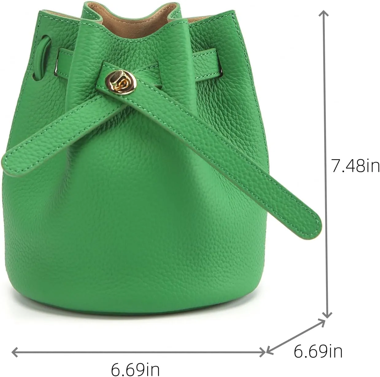 Mini Bucket Bag for Women, Full-Grain Cow Leather Crossbody Handbags Drawstring Fashion Designed Shoulder Purse