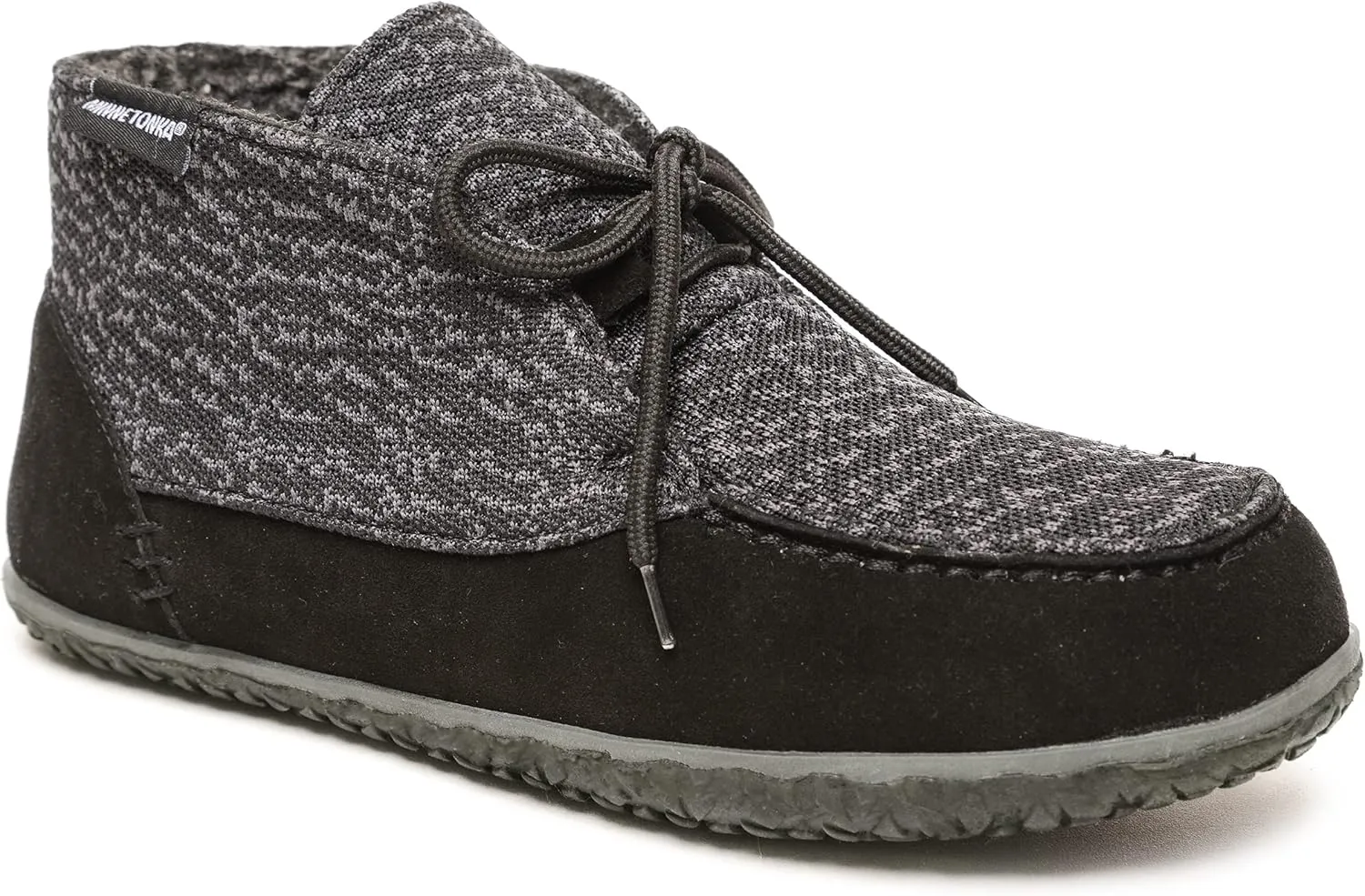 Minnetonka Men’s Torrey Suede Chukka Boots - Handcrafted with Berber Lining, Removable Contoured Footbed, MinnTREAD Rubber Sole with Rice Husk, and Suede Upper - Indoor and Outdoor Use,Black,11 M