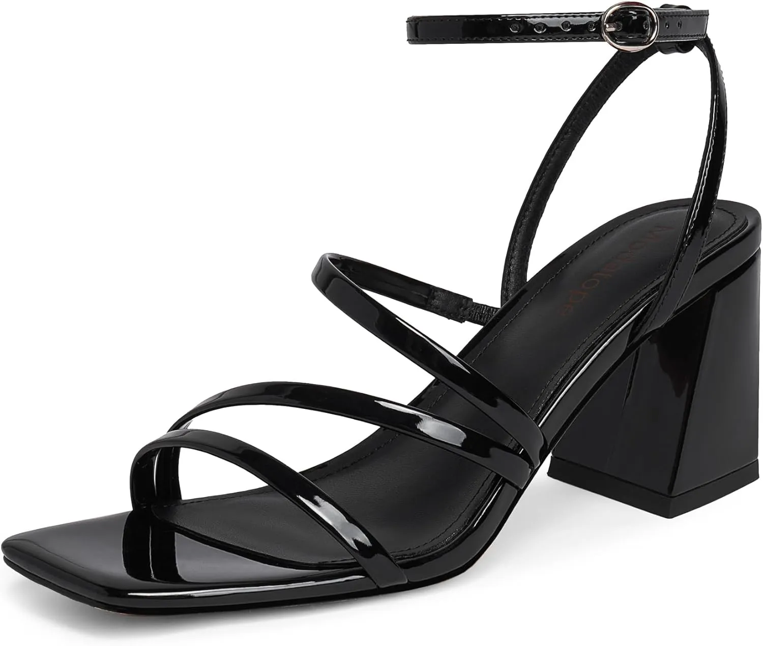 Modatope Women Heeled Sandals Strappy Heels Square Open Toe Chunky Block Heels Ankle Strap Sandals for Women Comfortable Heels