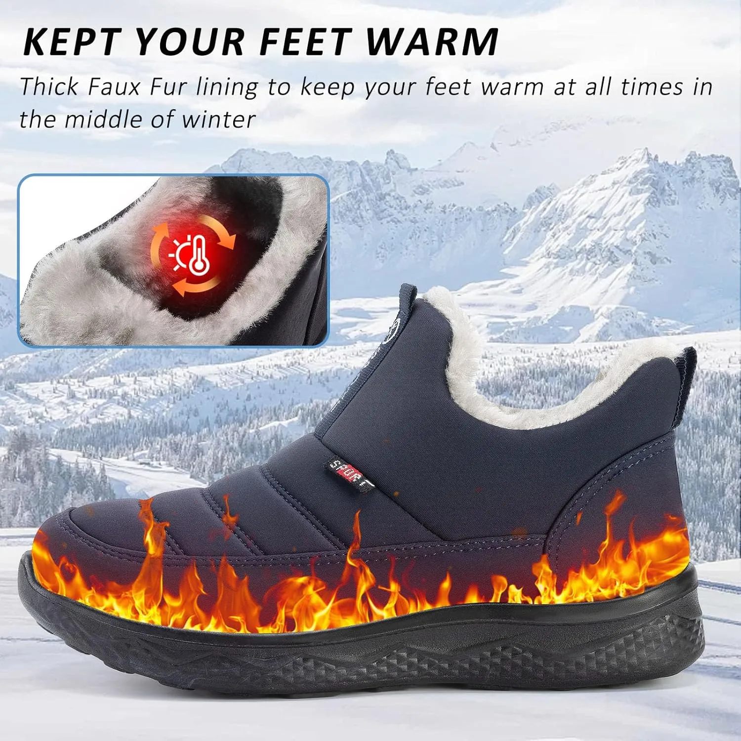 Moodeng Womens Snow Boots Warm Fur Lined Winter Boots Water-Resistant Slip on Ankle Booties Outdoor Comfortable Short Boots Lightweight